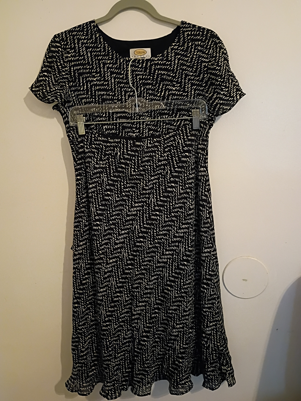 VTG Talbots Black and White 2 Piece Skirt Suit Silk Sz 8